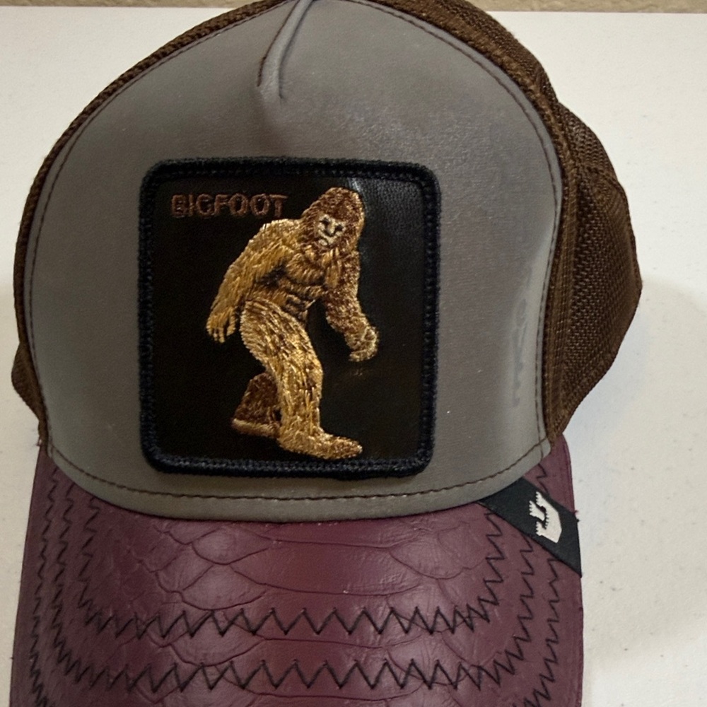 Goorin Bros Bigfoot Patch Trucker Cap - Brown, Gray & Burgundy